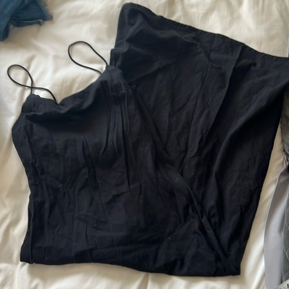 Black linen sexy maxi dress